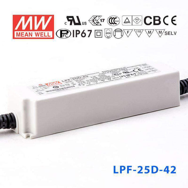 Mean Well LPF - 25D - 42 Power Supply 25W 42V - Dimmable - LPF-25D-42 - powersupplymall.com