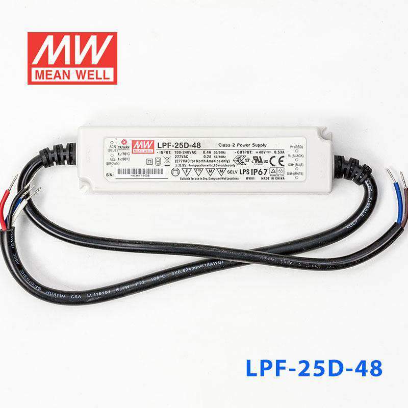 Mean Well LPF - 25D - 48 Power Supply 25W 48V - Dimmable - LPF-25D-48 - powersupplymall.com