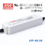 Mean Well LPF-40-20 Power Supply 40W 20V 2A - LPF-40-20 - powersupplymall.com