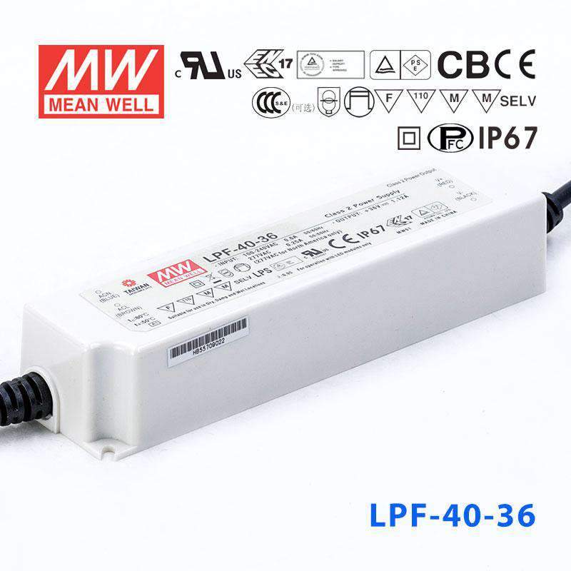 Mean Well LPF-40-36 Power Supply 40W 36V 1.12A - LPF-40-36 - powersupplymall.com