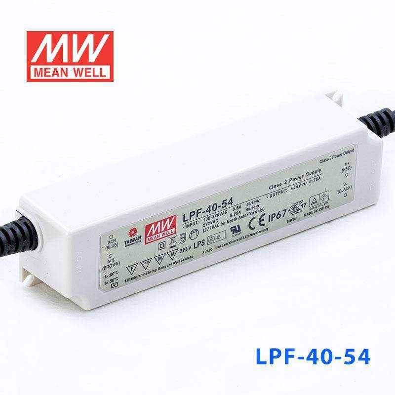 Mean Well LPF-40-54 Power Supply 40W 54V 760mA - LPF-40-54 - powersupplymall.com