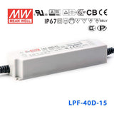 Mean Well LPF-40D-15 Power Supply 40W 15V - Dimmable 2.67A - LPF-40D-15 - powersupplymall.com