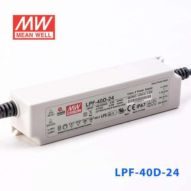 Mean Well LPF - 40D - 24 Power Supply 40W 24V - Dimmable - LPF-40D-24 - powersupplymall.com