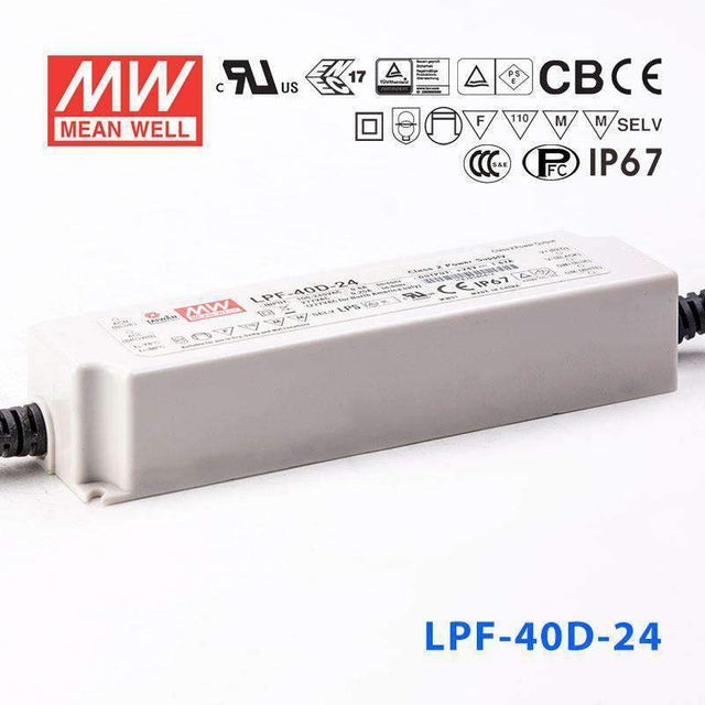 Mean Well LPF - 40D - 24 Power Supply 40W 24V - Dimmable - LPF-40D-24 - powersupplymall.com