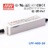 Mean Well LPF - 40D - 30 Power Supply 40W 30V - Dimmable - LPF-40D-30 - powersupplymall.com