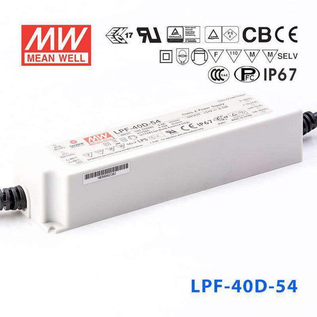Mean Well LPF - 40D - 54 Power Supply 40W 54V - Dimmable - LPF-40D-54 - powersupplymall.com