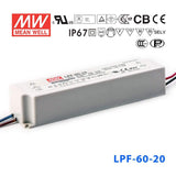 Mean Well LPF-60-20 Power Supply 60W 20V 3A - LPF-60-20 - powersupplymall.com