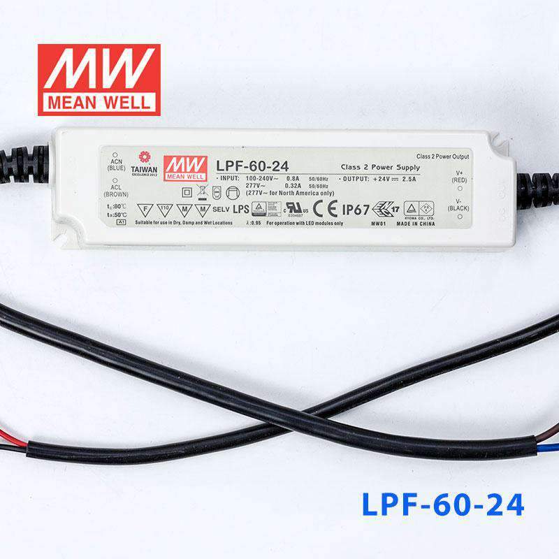 Mean Well LPF-60-24 Power Supply 60W 24V 2.5A - LPF-60-24 - powersupplymall.com
