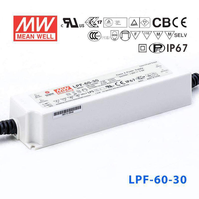 Mean Well LPF-60-30 Power Supply 60W 30V 2A - LPF-60-30 - powersupplymall.com
