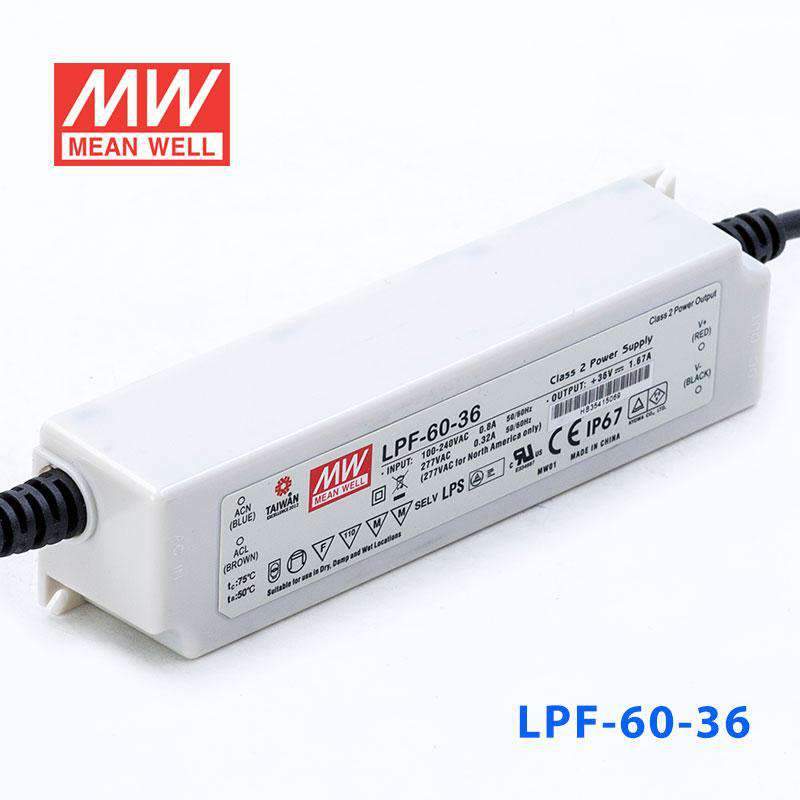 Mean Well LPF-60-36 Power Supply 60W 36V 1.67A - LPF-60-36 - powersupplymall.com