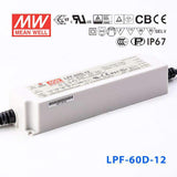 Mean Well LPF - 60D - 12 Power Supply 60W 12V - Dimmable - LPF-60D-12 - powersupplymall.com