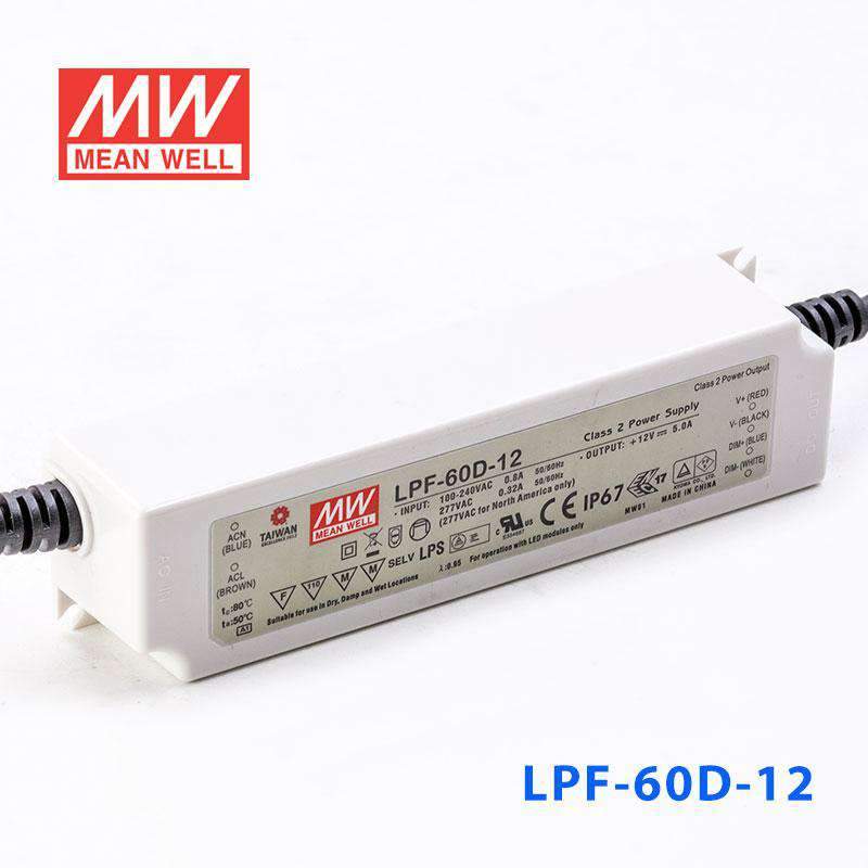 Mean Well LPF - 60D - 12 Power Supply 60W 12V - Dimmable - LPF - 60D - 12 - powersupplymall.com