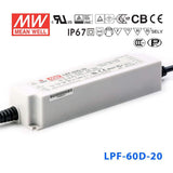 Mean Well LPF-60D-20 Power Supply 60W 20V - Dimmable 3A - LPF-60D-20 - powersupplymall.com