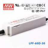 Mean Well LPF - 60D - 30 Power Supply 60W 30V - Dimmable - LPF - 60D - 30 - powersupplymall.com