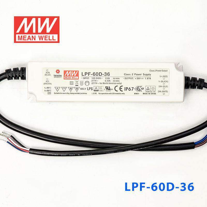 Mean Well LPF - 60D - 36 Power Supply 60W 36V - Dimmable - LPF-60D-36 - powersupplymall.com