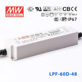 Mean Well LPF - 60D - 48 Power Supply 60W 48V - Dimmable - LPF-60D-48 - powersupplymall.com