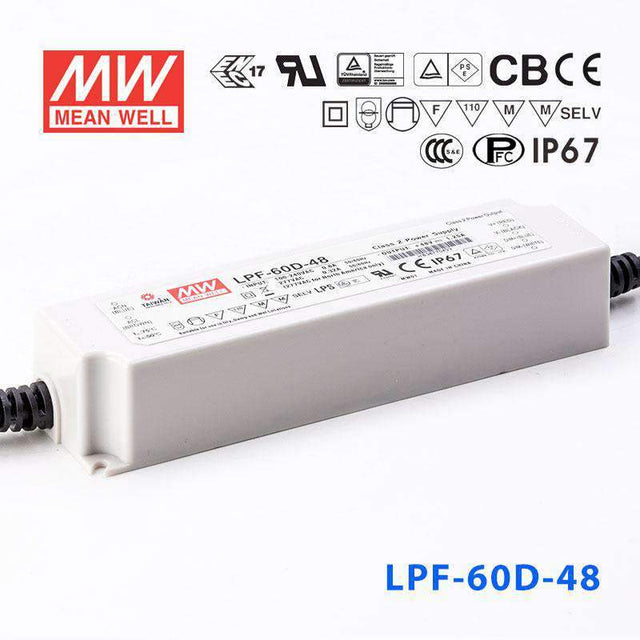 Mean Well LPF - 60D - 48 Power Supply 60W 48V - Dimmable - LPF-60D-48 - powersupplymall.com