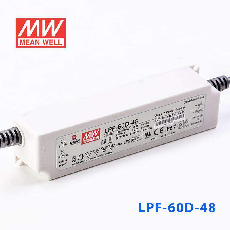 Mean Well LPF - 60D - 48 Power Supply 60W 48V - Dimmable - LPF - 60D - 48 - powersupplymall.com