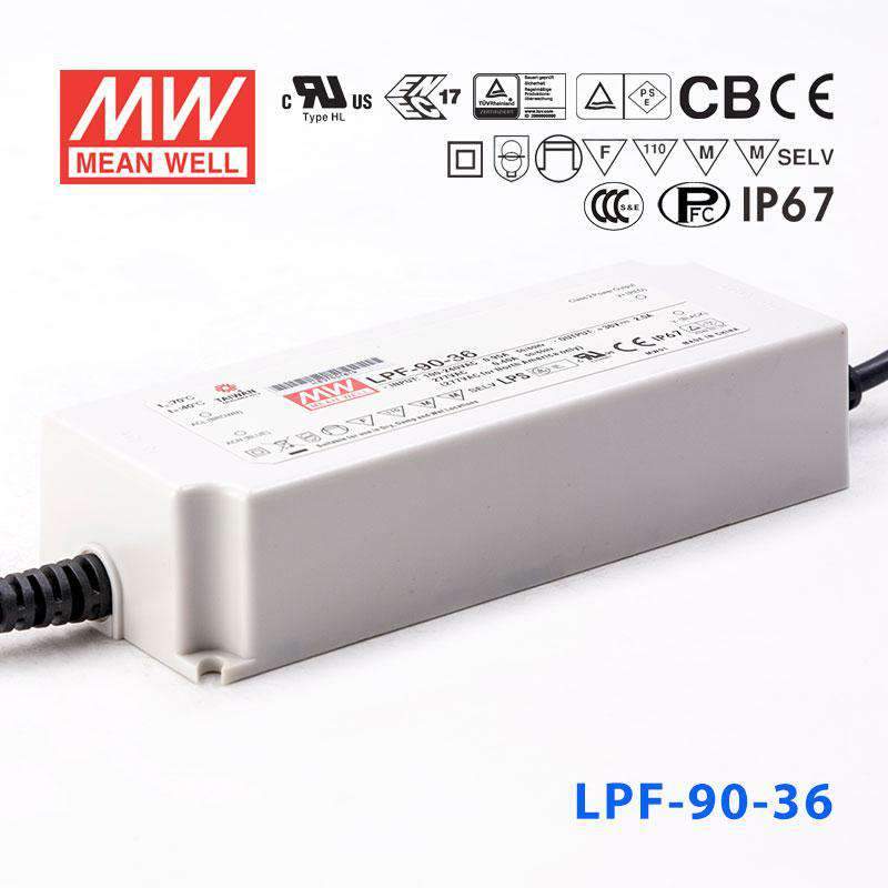 Mean Well LPF-90-36 Power Supply 90W 36V 2.5A - LPF-90-36 - powersupplymall.com