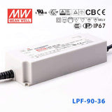 Mean Well LPF-90-36 Power Supply 90W 36V 2.5A - LPF-90-36 - powersupplymall.com