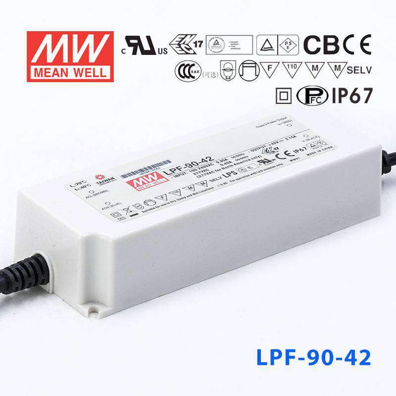 Mean Well LPF-90-42 Power Supply 90W 42V 2.15A - LPF-90-42 - powersupplymall.com