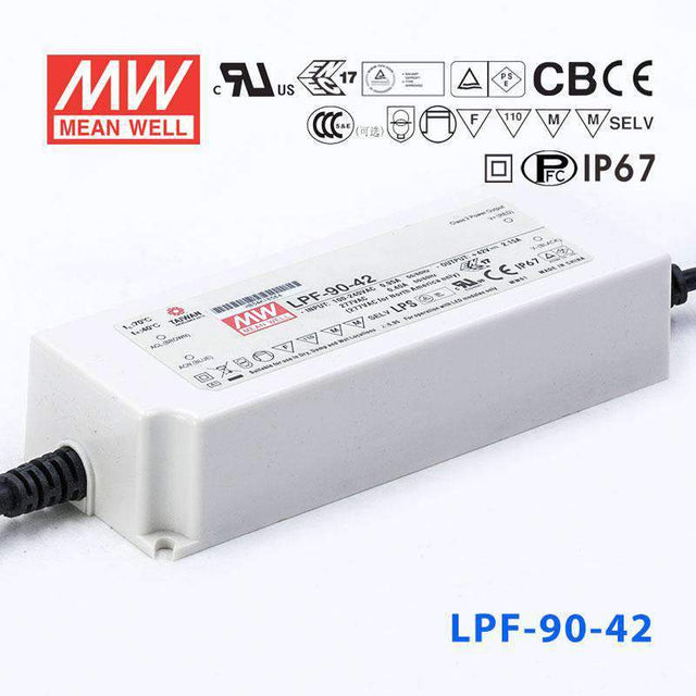 Mean Well LPF-90-42 Power Supply 90W 42V 2.15A - LPF-90-42 - powersupplymall.com