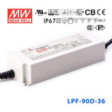 Mean Well LPF-90D-36 Power Supply 90W 36V - Dimmable 2.5A - LPF-90D-36 - powersupplymall.com