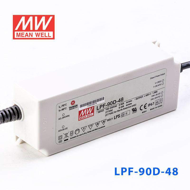 Mean Well LPF-90D-48 Power Supply 90W 48V - Dimmable 1.88A - LPF-90D-48 - powersupplymall.com