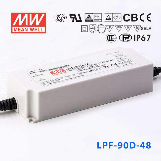Mean Well LPF - 90D - 48 Power Supply 90W 48V - Dimmable - LPF-90D-48 - powersupplymall.com