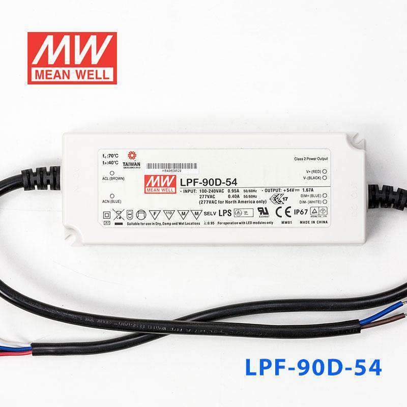 Mean Well LPF-90D-54 Power Supply 90W 54V - Dimmable 1.67A - LPF-90D-54 - powersupplymall.com