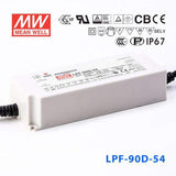 Mean Well LPF - 90D - 54 Power Supply 90W 54V - Dimmable - LPF-90D-54 - powersupplymall.com
