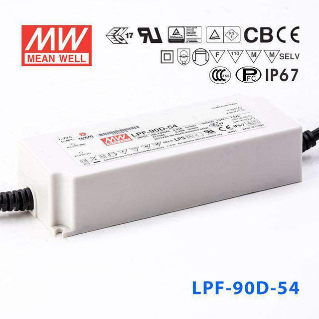 Mean Well LPF - 90D - 54 Power Supply 90W 54V - Dimmable - LPF-90D-54 - powersupplymall.com