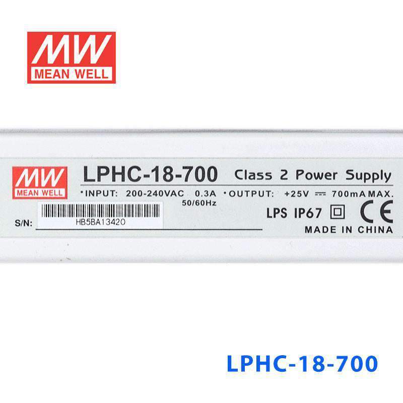 Mean Well LPHC-18-700 AC-DC Single output LED driver Constant Current - LPHC-18-700 - powersupplymall.com