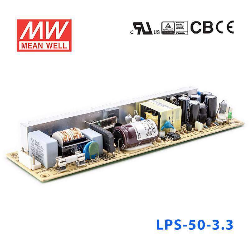 Mean Well LPS-50-3.3 Power Supply 33W 3.3V 10A - LPS-50-3.3 - powersupplymall.com