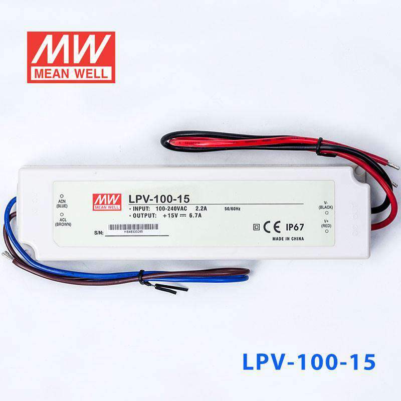 Mean Well LPV - 100 - 15 Power Supply 100W 15V - LPV - 100 - 15 - powersupplymall.com