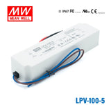 Mean Well LPV-100-5 LED Driver — 60W 5V 12A IP67 Waterproof - LPV-100-5 - powersupplymall.com