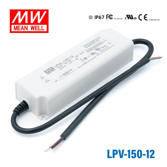 Mean Well LPV - 150 - 12 AC - DC Single output LED Driver Constant Voltage 12Vdc 10A - LPV - 150 - 12 - powersupplymall.com