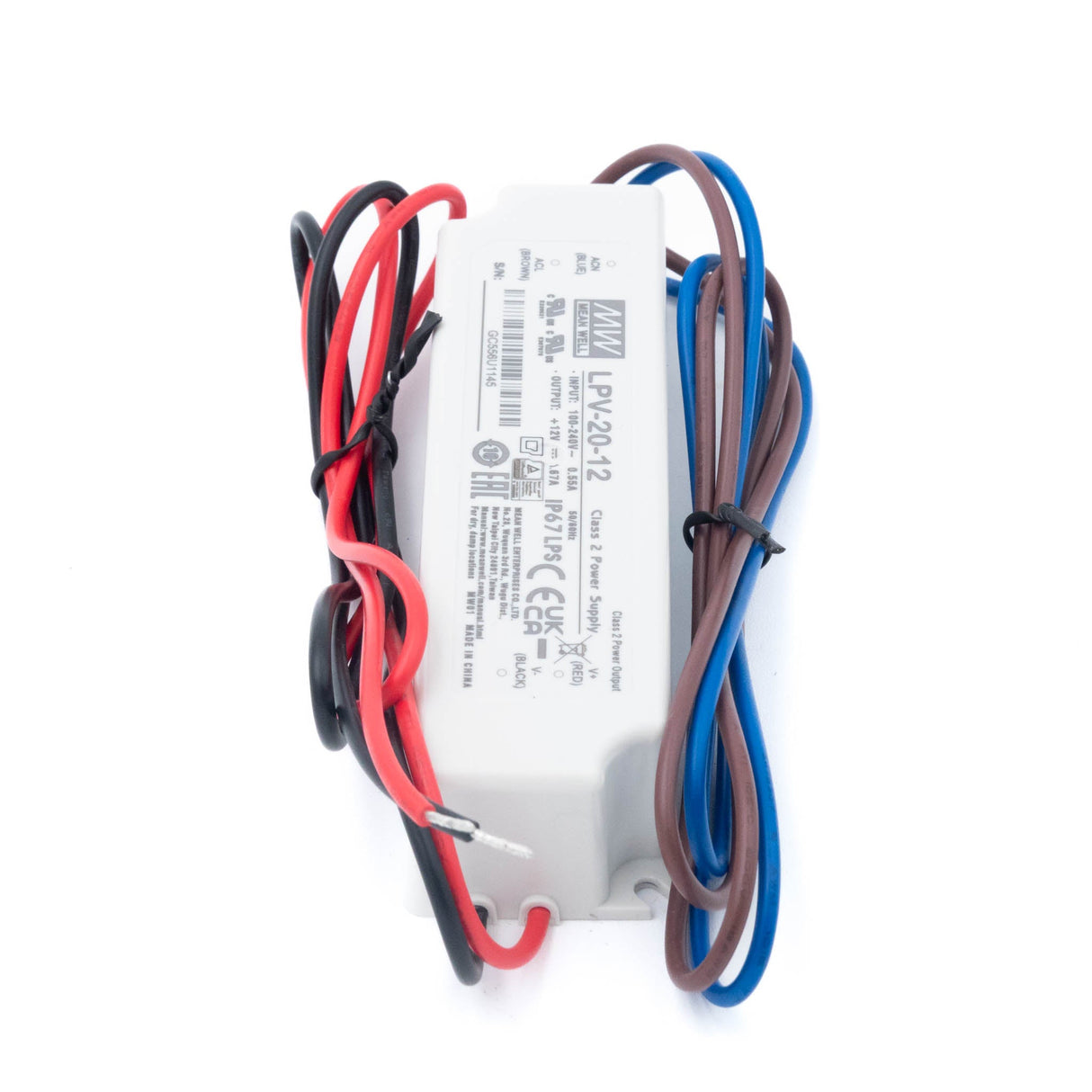 Mean Well LPV-20-24 LED Driver — 20.2W 24V 0.84A IP67 Waterproof - LPV-20-24 - powersupplymall.com
