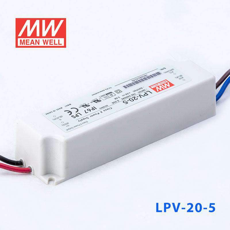 Mean Well LPV - 20 - 5 Power Supply 20W 5V - LPV - 20 - 5 - powersupplymall.com