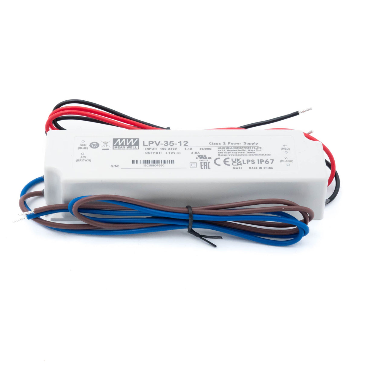 Mean Well LPV - 35 - 12 Power Supply 35W 12V - LPV - 35 - 12 - powersupplymall.com