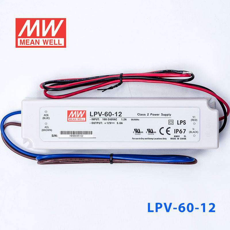 Mean Well LPV - 60 - 12 Power Supply 60W 12V - LPV - 60 - 12 - powersupplymall.com