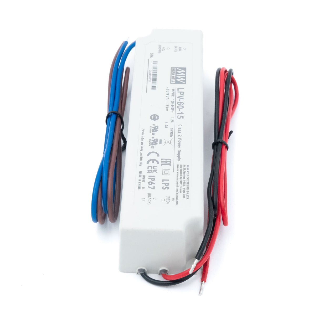 Mean Well LPV - 60 - 15 Power Supply 60W 15V - LPV - 60 - 15 - powersupplymall.com