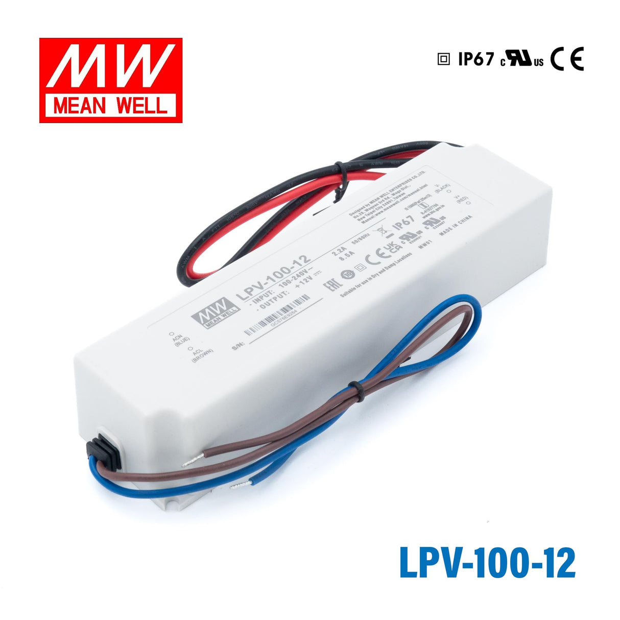 Mean Well LPV Series LED Power Supply 12V (20~150W) - powersupplymall.com