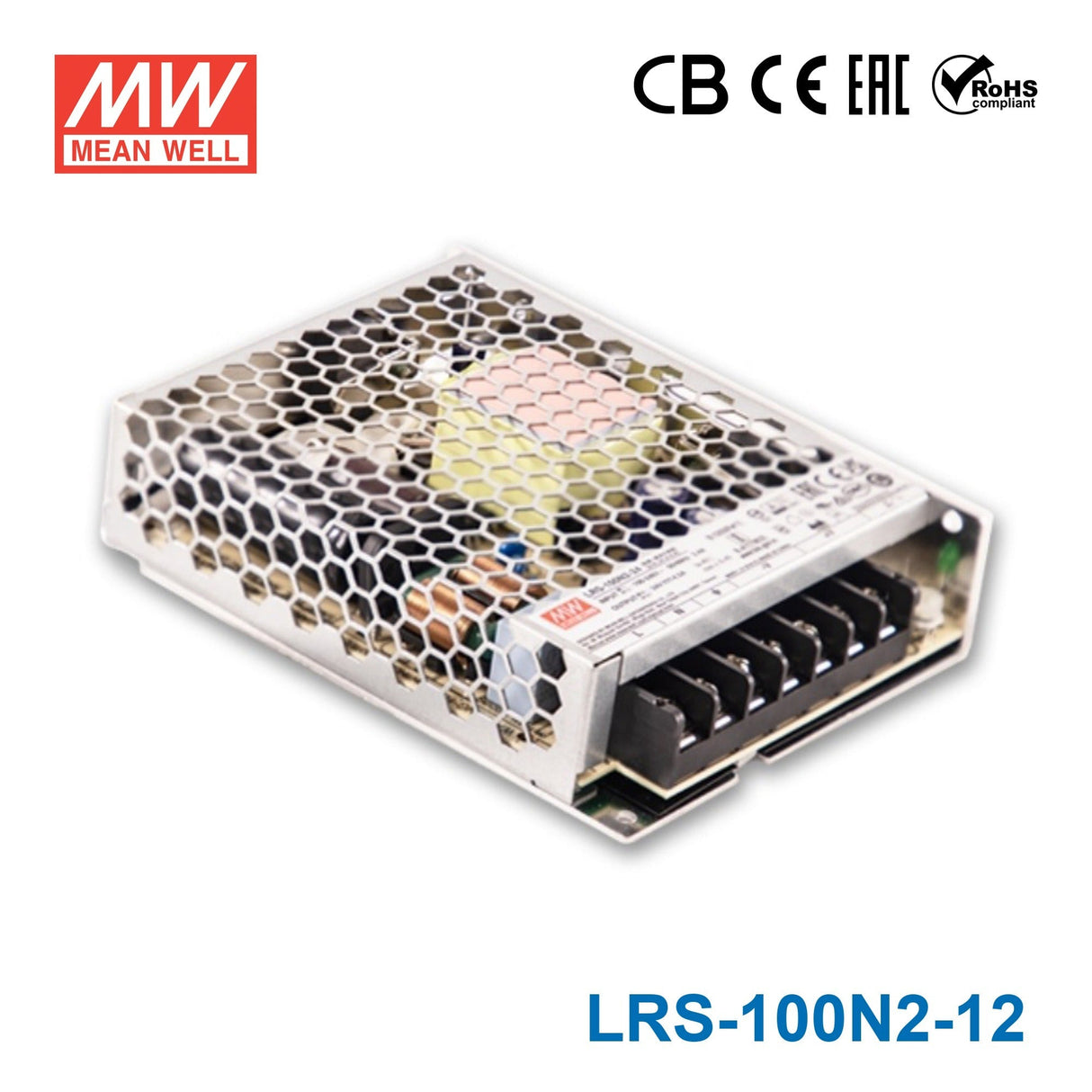 Mean Well LRS - 100N2 - 12 Single Output High Peak Power Supply 102W 12V, 2 Times Peak Power - LRS-100N2-12 - powersupplymall.com