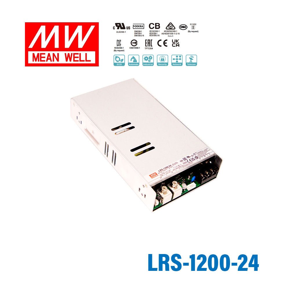 Mean Well LRS - 1200 - 24 Enclosed Power supply 1200W 24V - LRS-1200-24 - powersupplymall.com