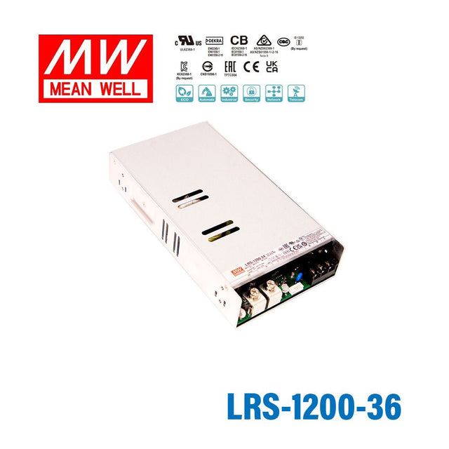 Mean Well LRS - 1200 - 36 Enclosed Power supply 1200W 36V - lrs-1200-36 - powersupplymall.com