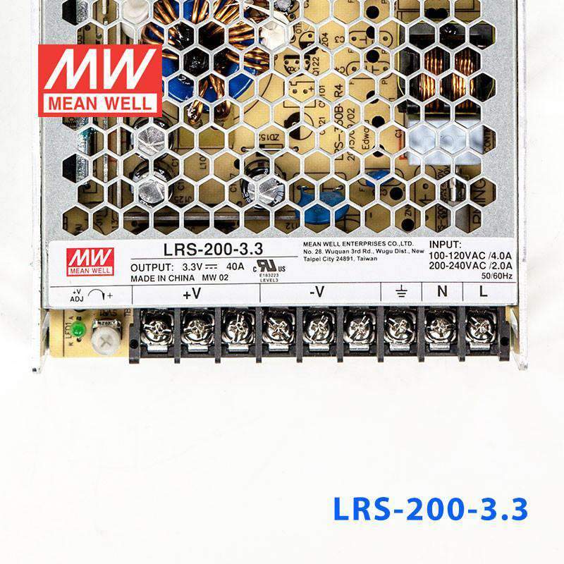 Mean Well LRS - 200 - 3.3 Power Supply 200W 3.3V - LRS - 200 - 3.3 - powersupplymall.com