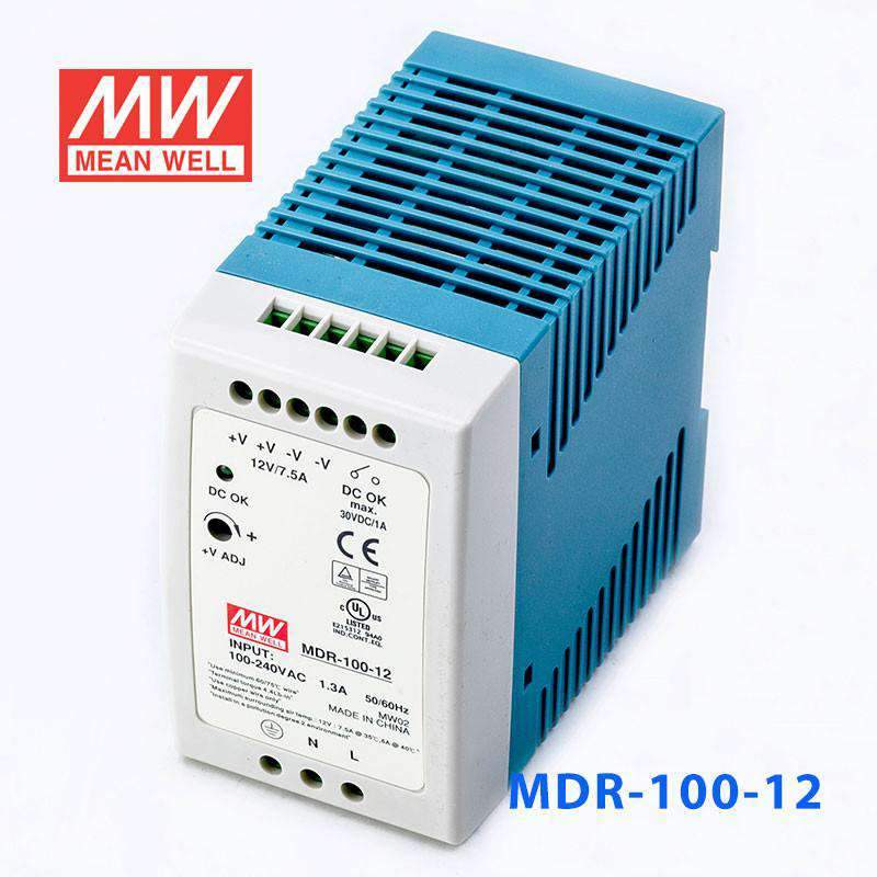 Mean Well MDR - 100 - 12 Single Output Industrial Power Supply 100W 12V - DIN Rail - MDR - 100 - 12 - powersupplymall.com