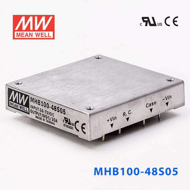 Mean Well MHB100 - 48S05 DC - DC Converter - 100W - 36~75V in 5V out - MHB100 - 48S05 - powersupplymall.com