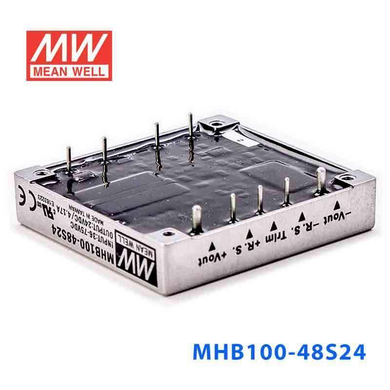 Mean Well MHB100-48S24 DC-DC Converter - 100W - 36~75V in 24V out 4.17A - MHB100-48S24 - powersupplymall.com